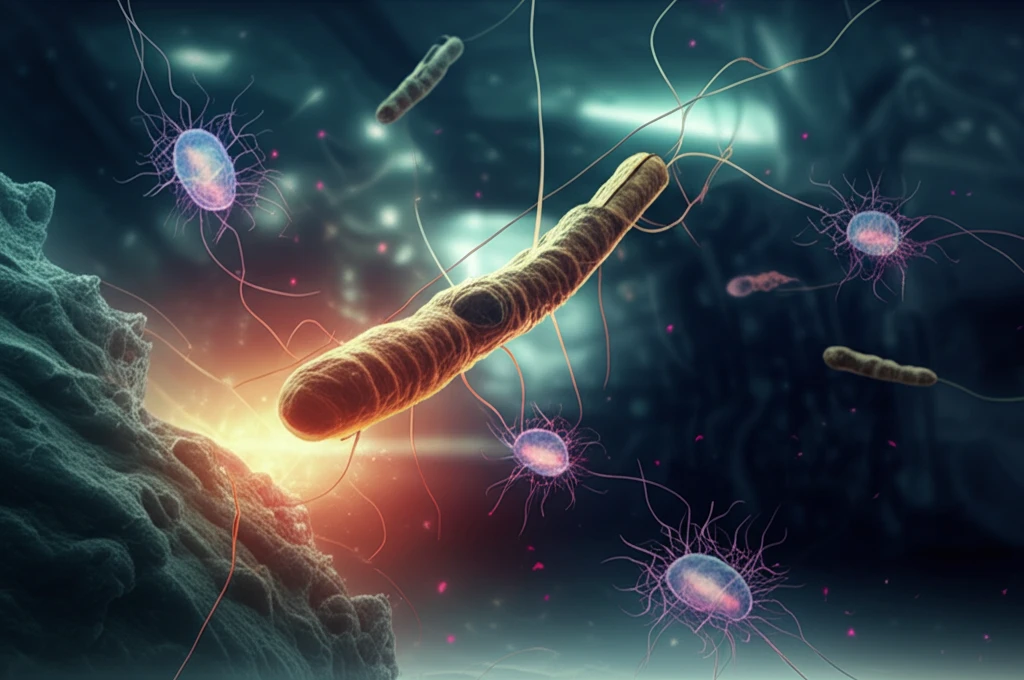 Microscopic view of Leishmania parasites under attack, symbolizing drug resistance and scientific discovery.
