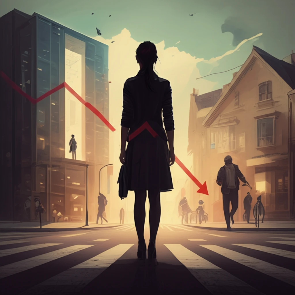 A woman stands at a crossroads, symbolizing the career impact of parental health challenges.