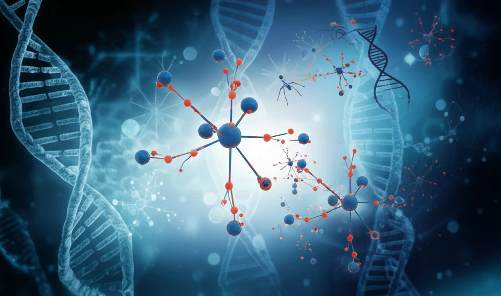Surreal illustration of microRNA-disease interactions.