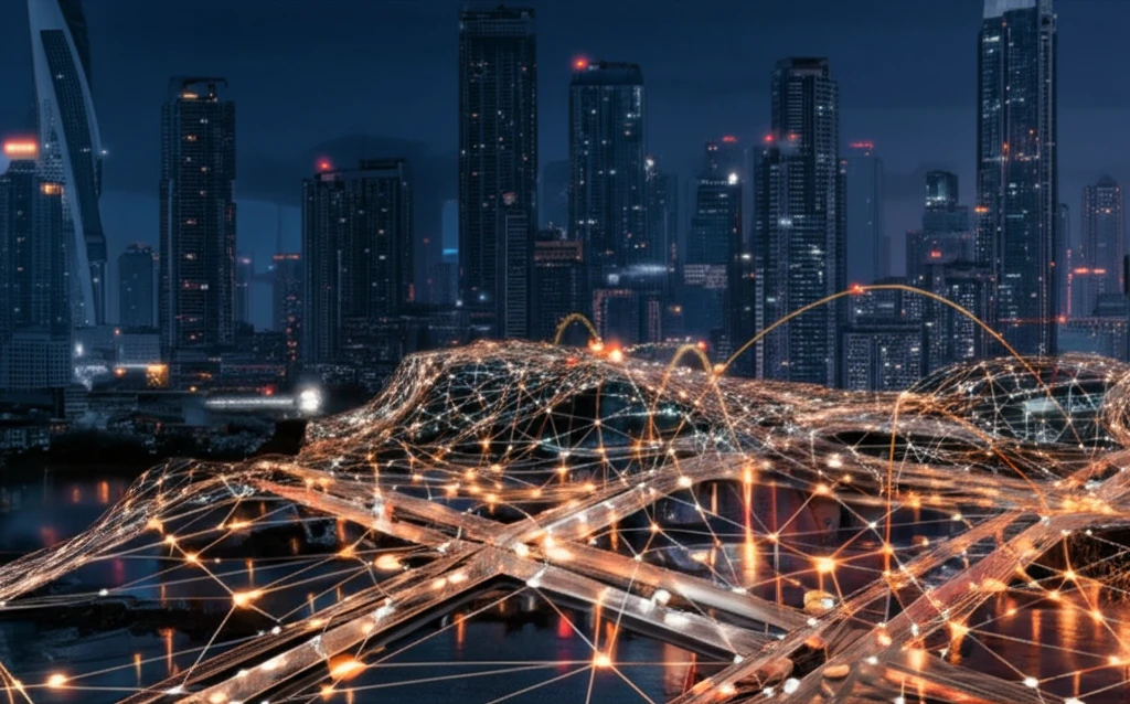 Surreal illustration of a global supply chain network.