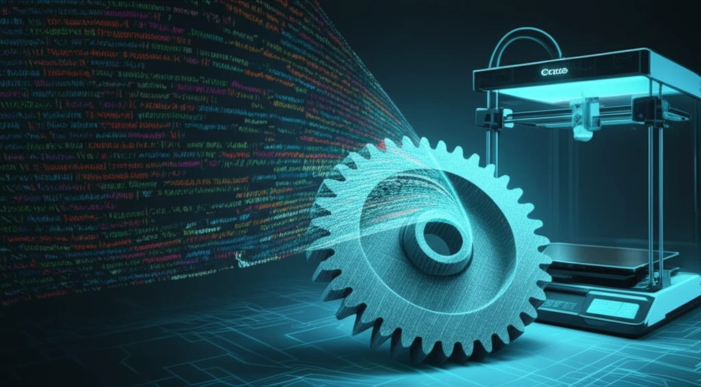 GCode transforming into a 3D model of a gear