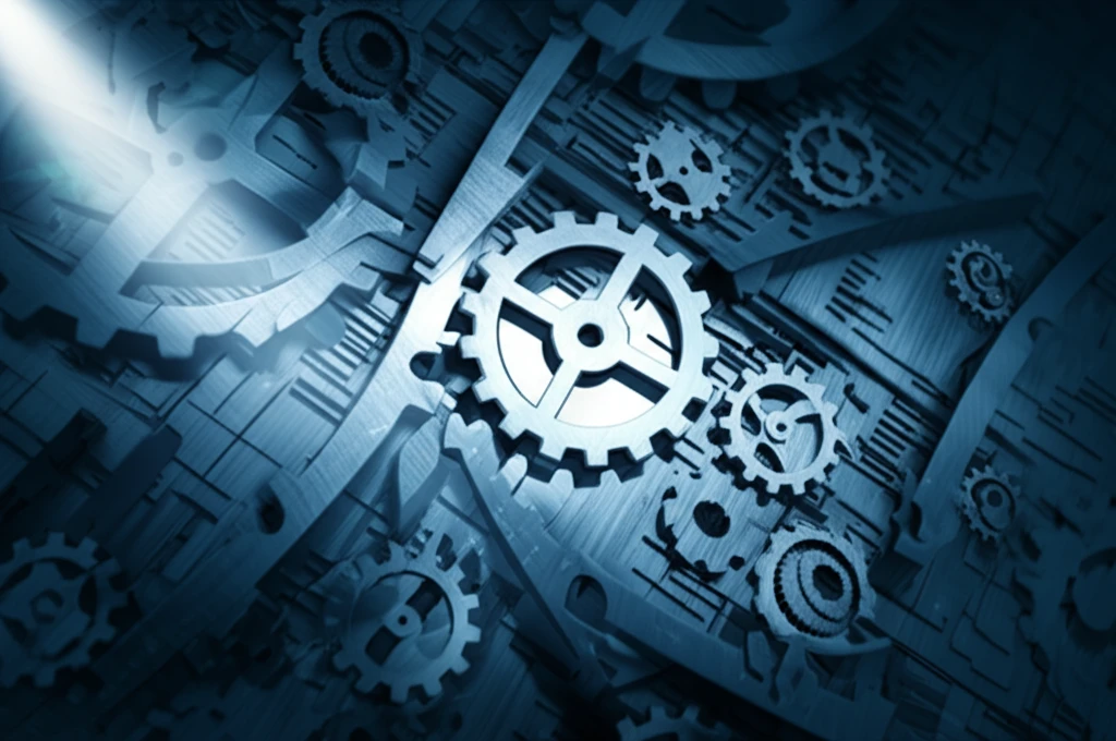 Interconnected gears with spotlight, symbolizing sensitivity analysis