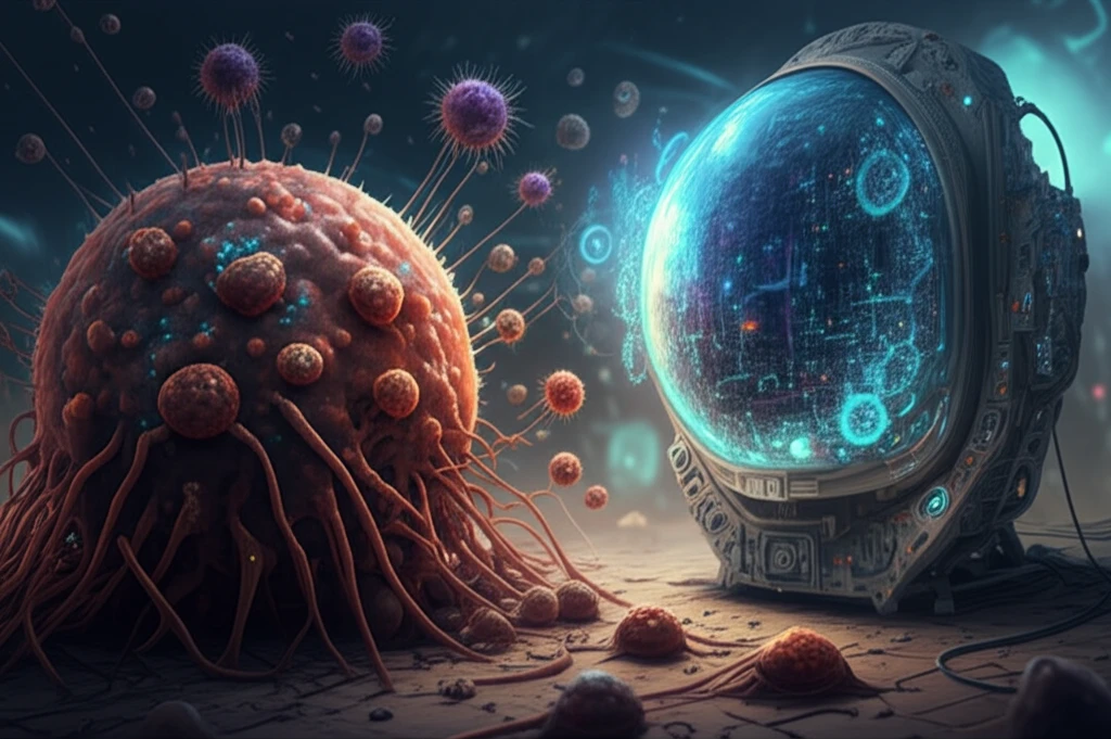 Illustration of Immune Cells Destroying Tumor