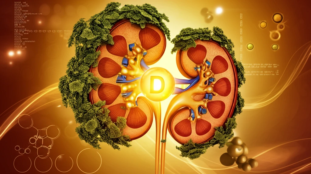 Interconnected kidney, glutathione, and vitamin D, symbolizing health and vitality