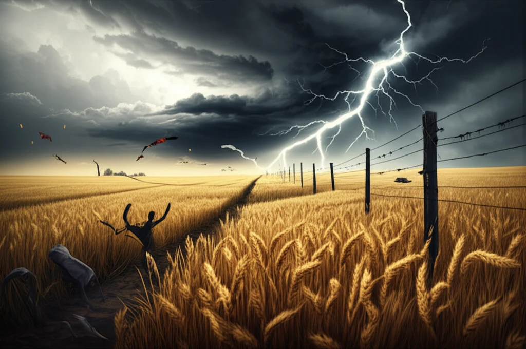 Divided wheat fields symbolizing the Russia-Ukraine conflict's impact on global food supply.