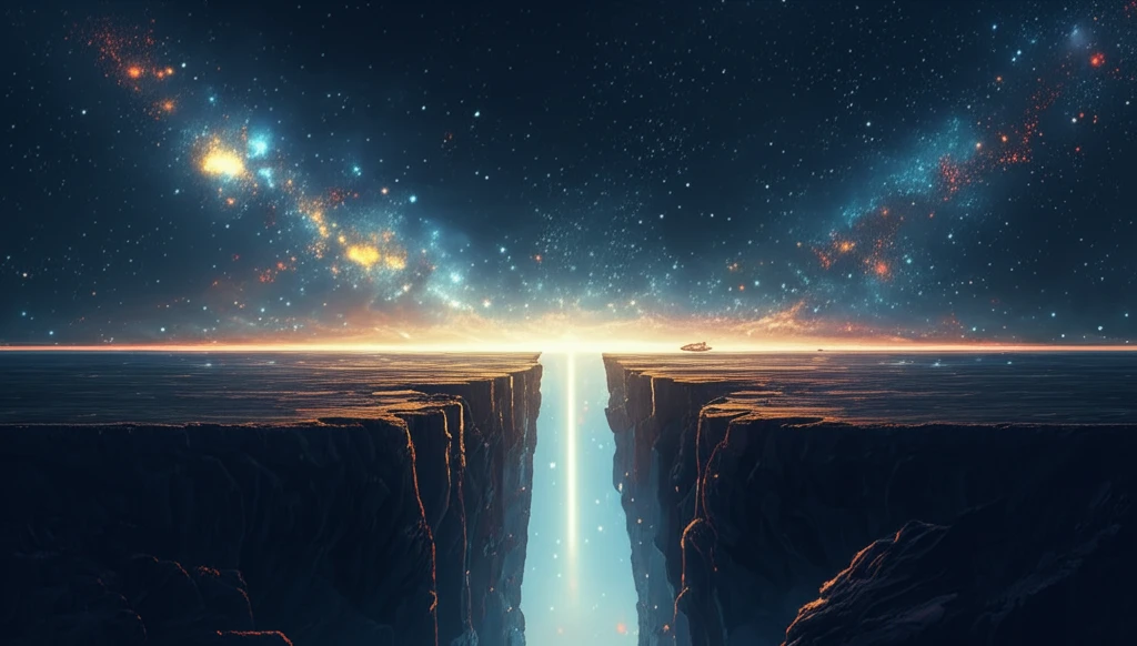 Digital illustration of a bridge connecting two sides of a canyon, symbolizing broadband bridging the digital divide.