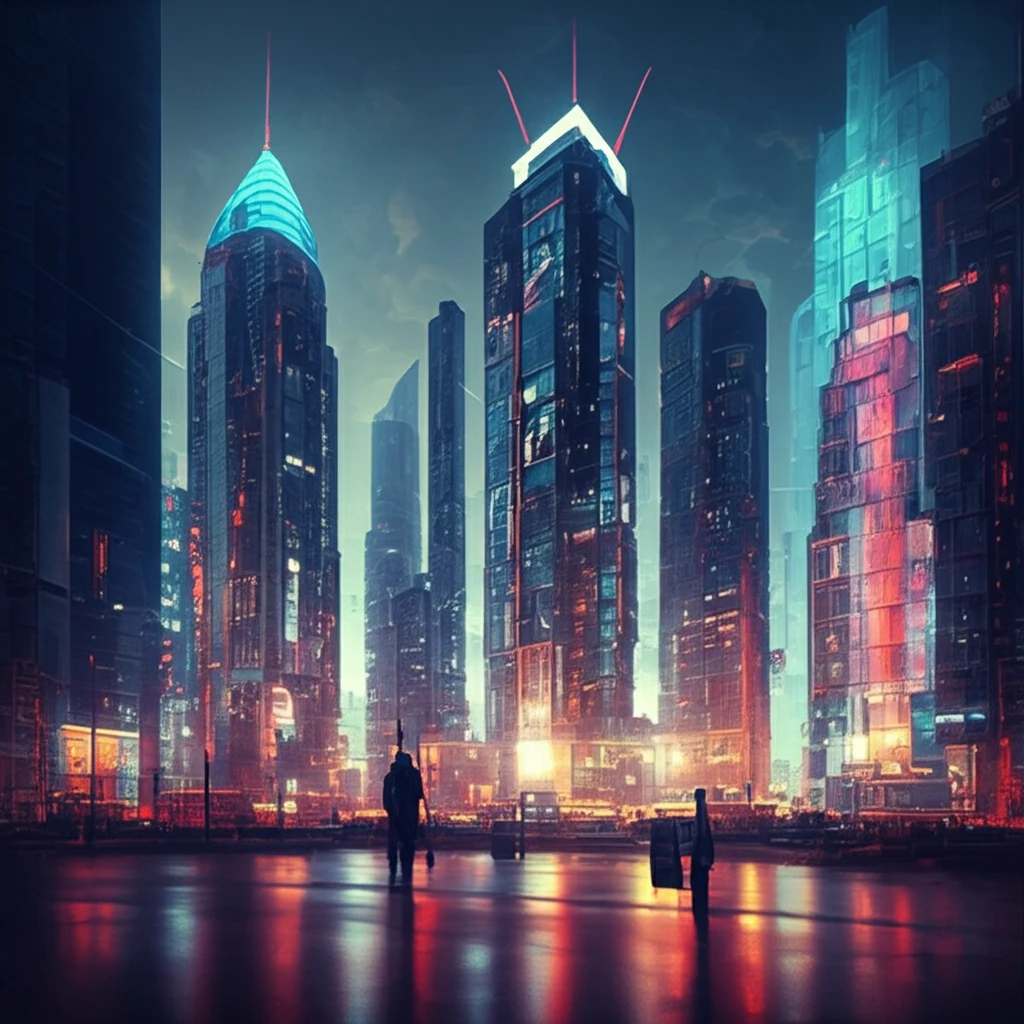 Futuristic cityscape with financial charts, symbolizing AI in finance.