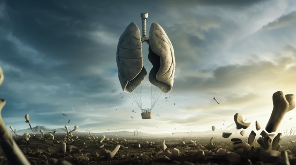 A deflated lung-shaped balloon symbolizes disappointment in lung cancer research.