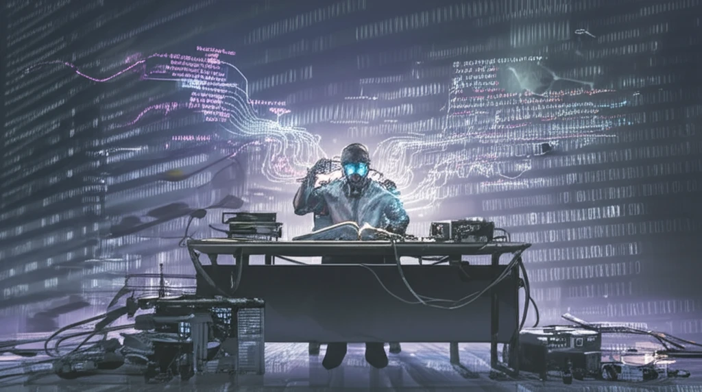 Surreal illustration of AI influencing academic writing.