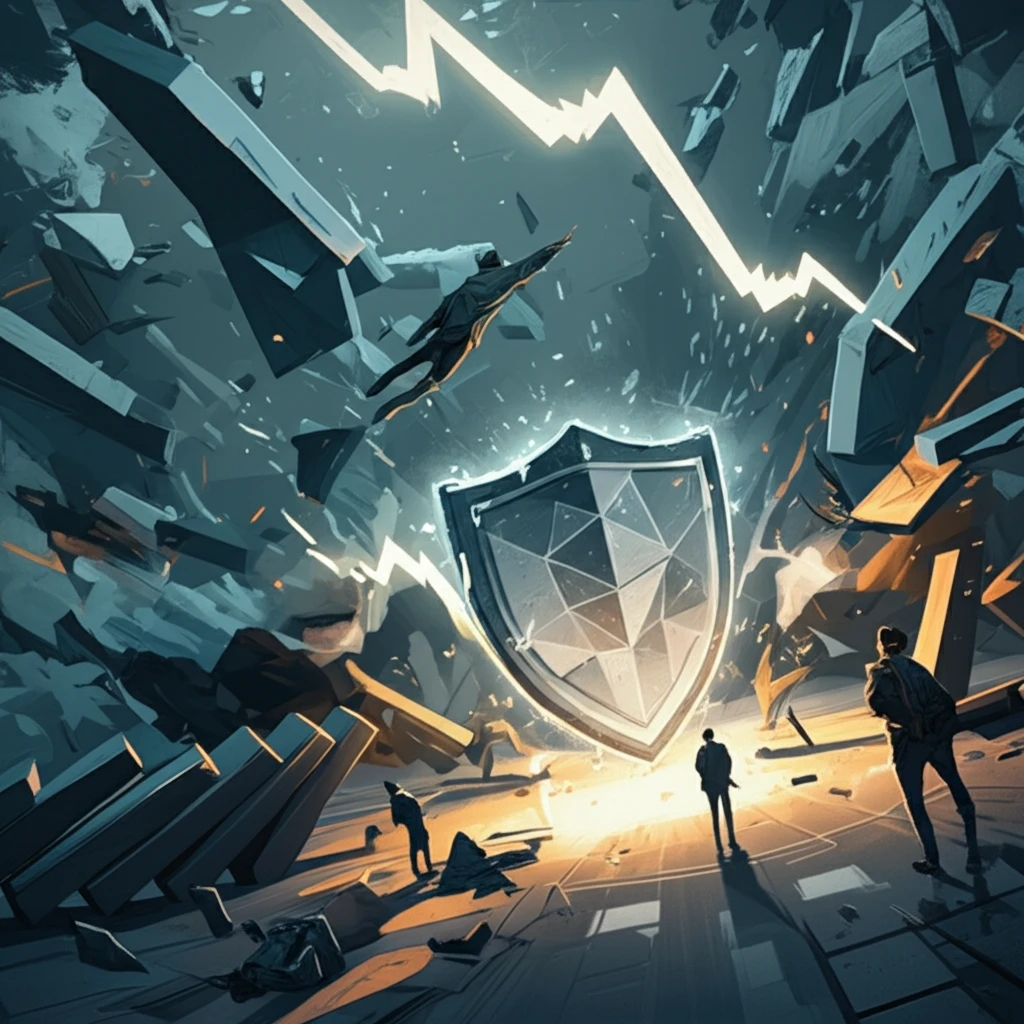 Stylized Market Crash Protected by Geometric Shield
