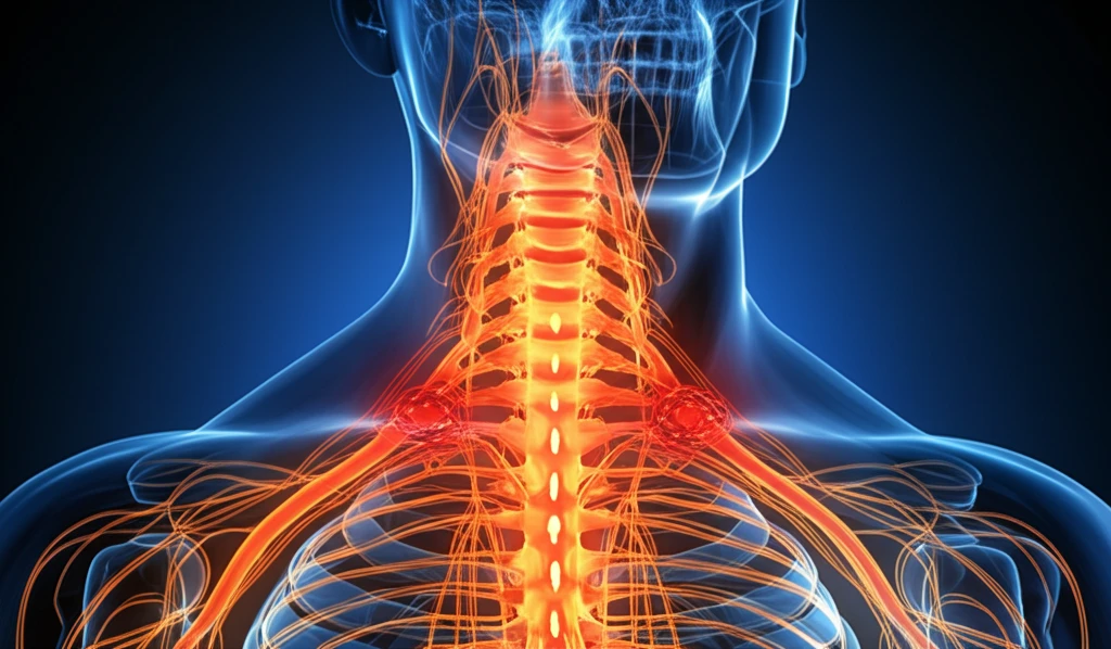 Surreal illustration of compressed spinal nerves symbolizing Cauda Equina Syndrome.