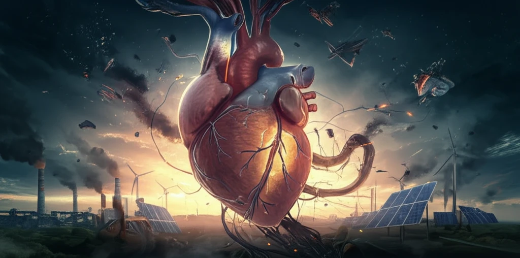 Illustration showing the impact of oxidative stress on heart health.