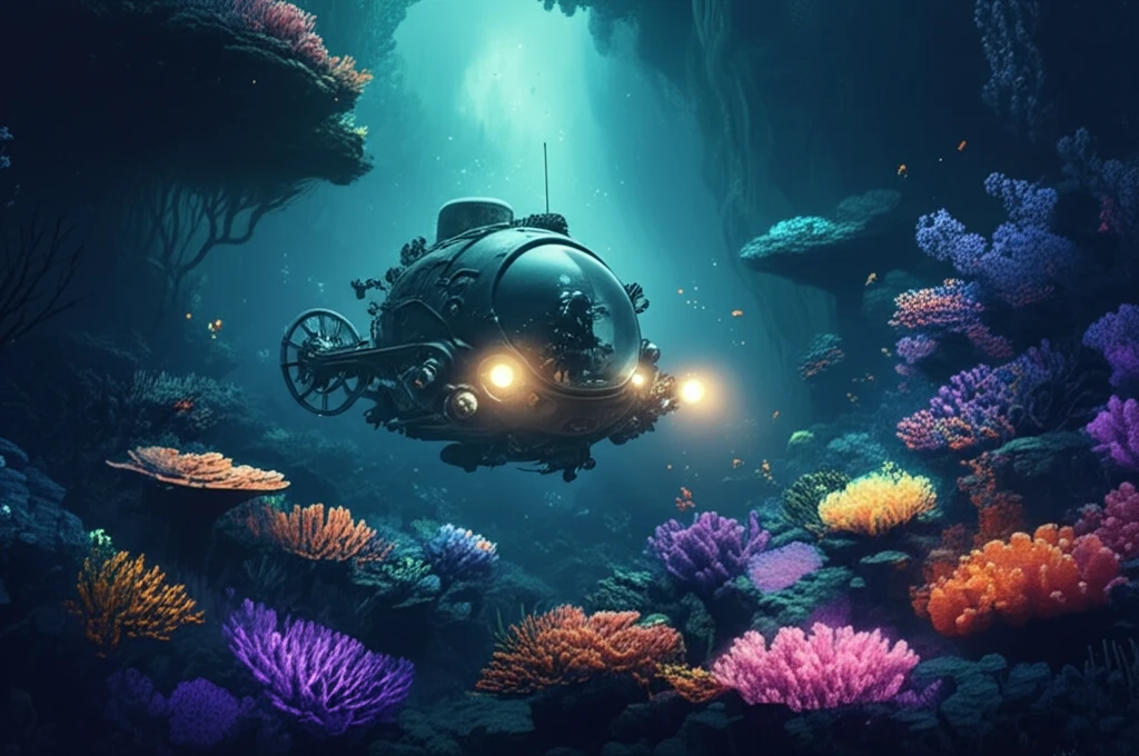 Underwater vehicle reveals enhanced coral reefs through advanced imaging.