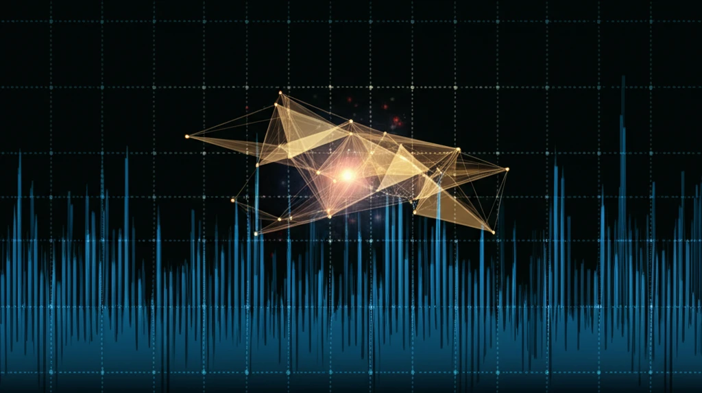 Interconnected nodes with quantile highlights and financial graph overlay.