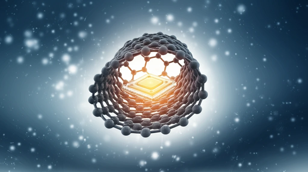 Glowing graphene sheet enveloping a microscopic sensor for health diagnostics.
