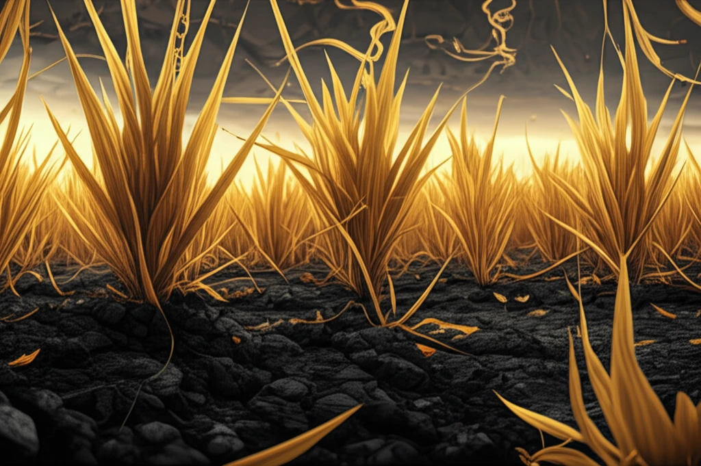 Rice plants growing in biochar-amended soil, symbolizing mercury remediation and sustainable agriculture.