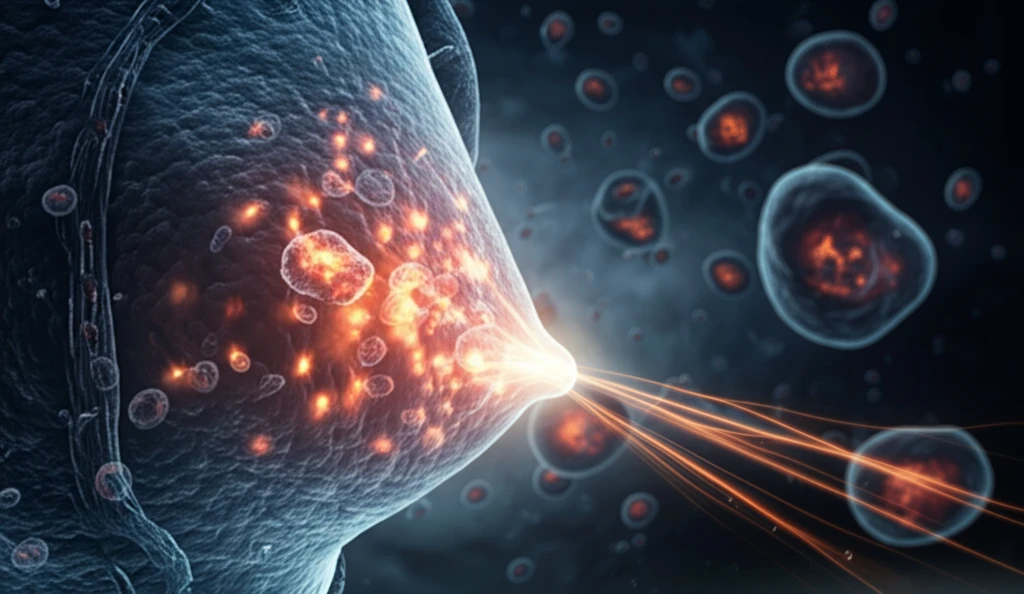 Advanced imaging technology scanning a breast cancer cell.