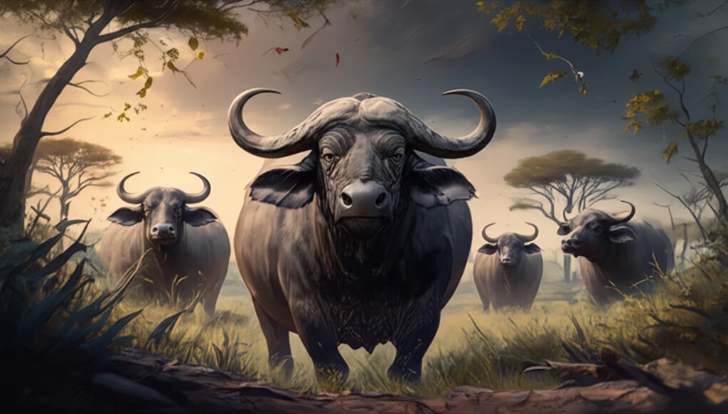 African buffalo in the Kafue Basin ecosystem, symbolizing wildlife conservation.