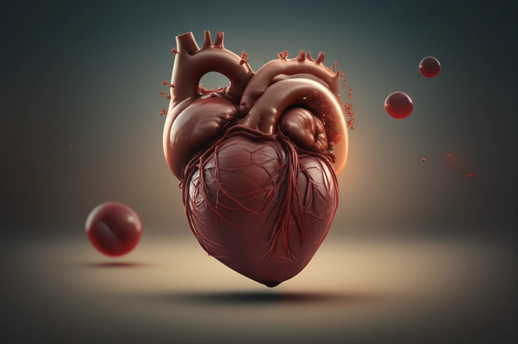 Heart encased in a blood-tinged bubble, symbolizing medication risks