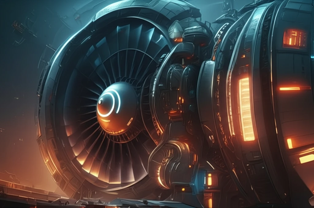 Futuristic aero-engine with glowing fuel lines, symbolizing reliability.