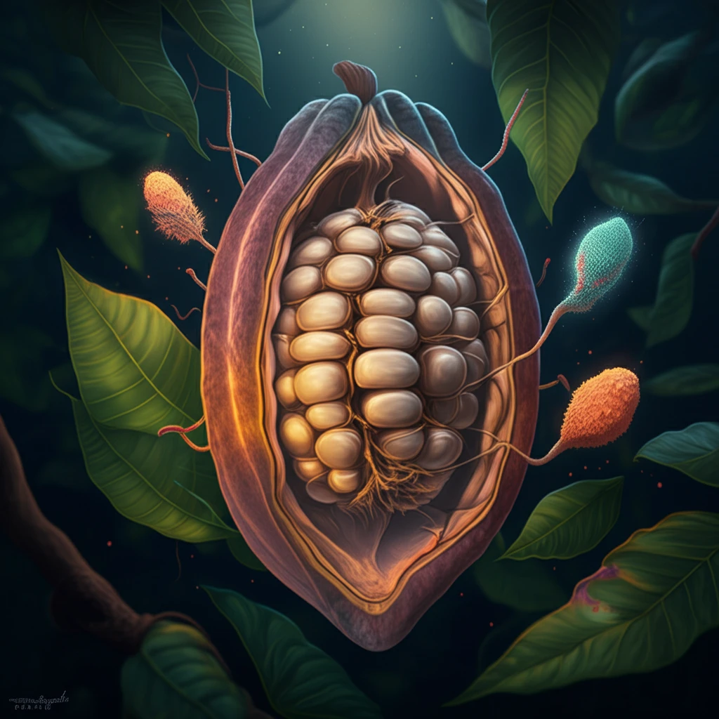 Cacao pod protected by Trichoderma fungi