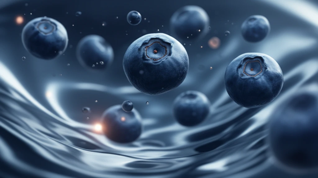 Bilberry seed oil microcapsules floating in serum