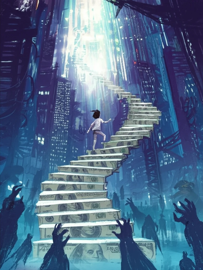 A symbolic illustration of overcoming poverty through financial assistance.