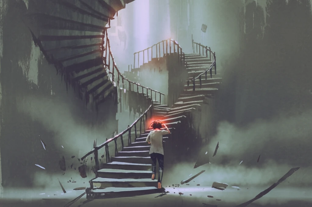 A surreal illustration symbolizing the struggle with chronic pain and fatigue