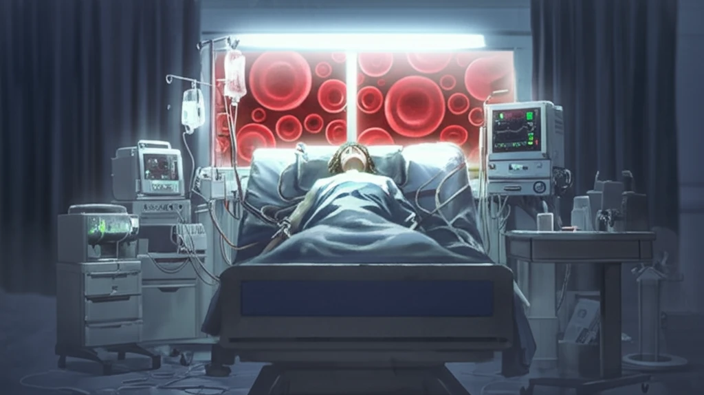 Hospital patient with medical equipment