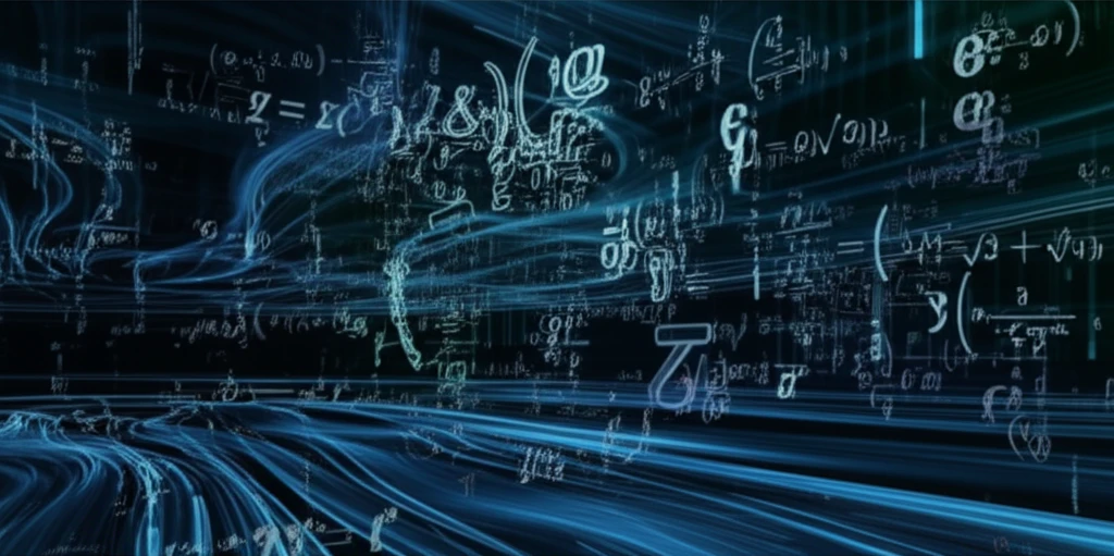 Intertwined mathematical symbols and natural elements representing stochastic modeling.
