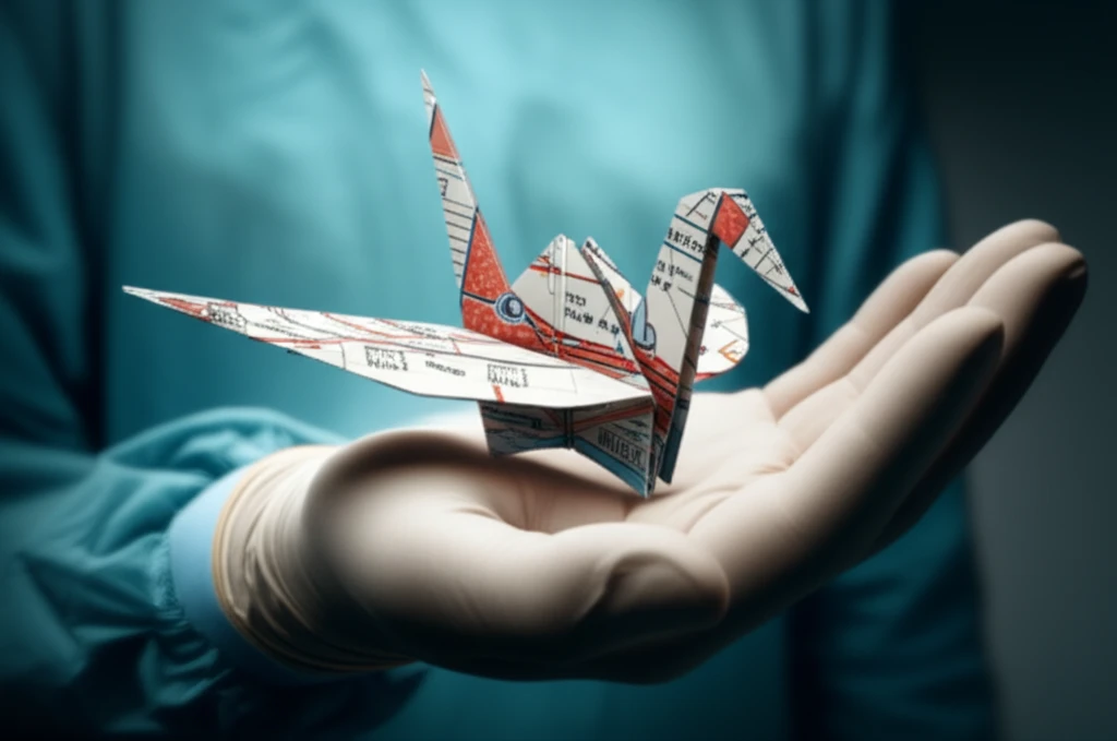 Surreal illustration symbolizing the complex balance of risks and benefits in HPD surgery.