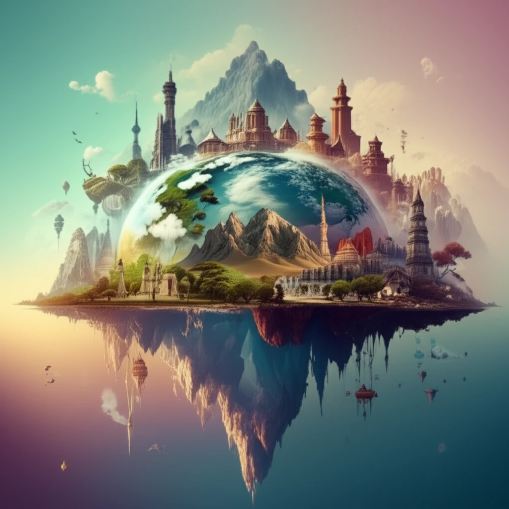 Interconnected global landscapes representing transculturality.