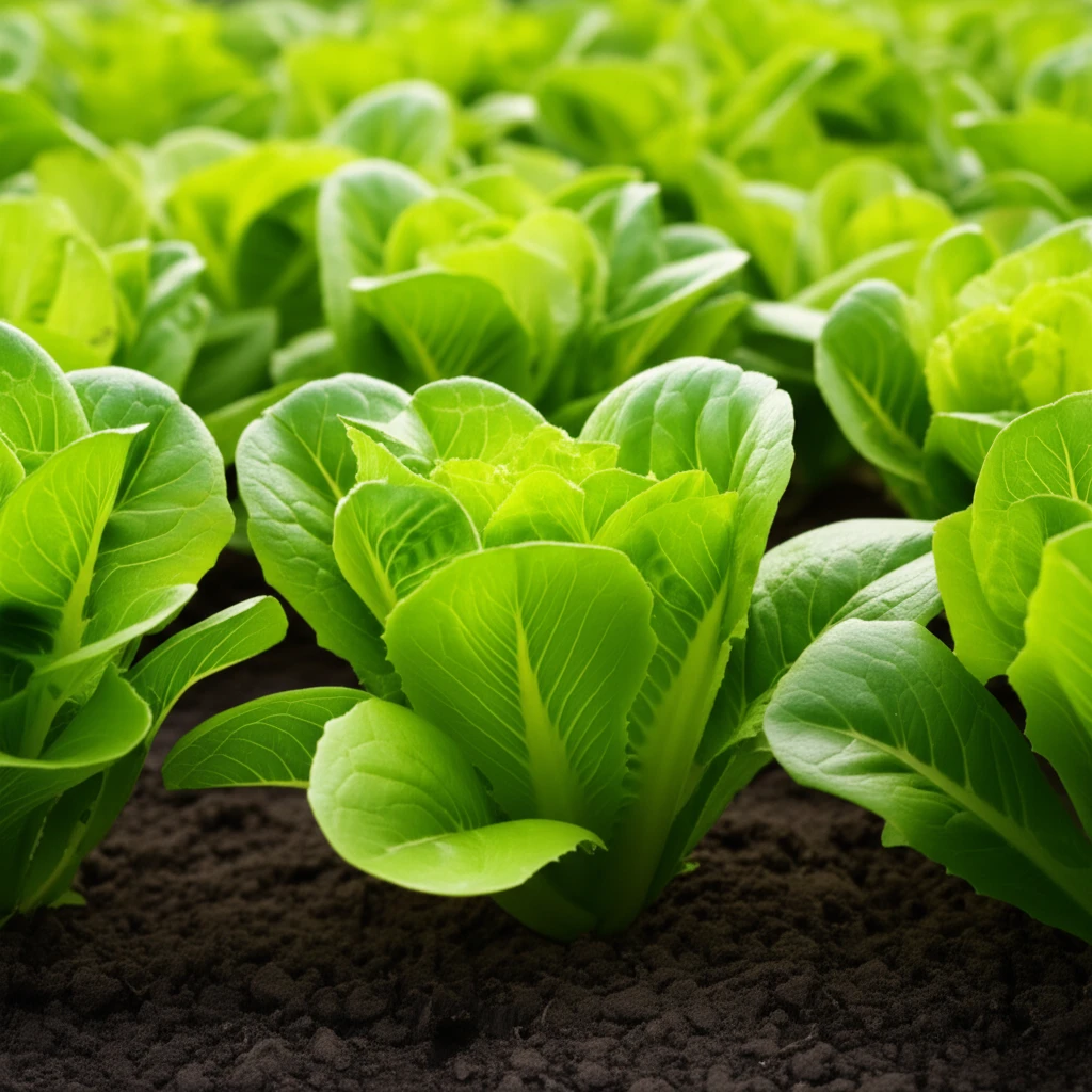 Lush lettuce garden growing from soil enriched with Roostertree leaves.