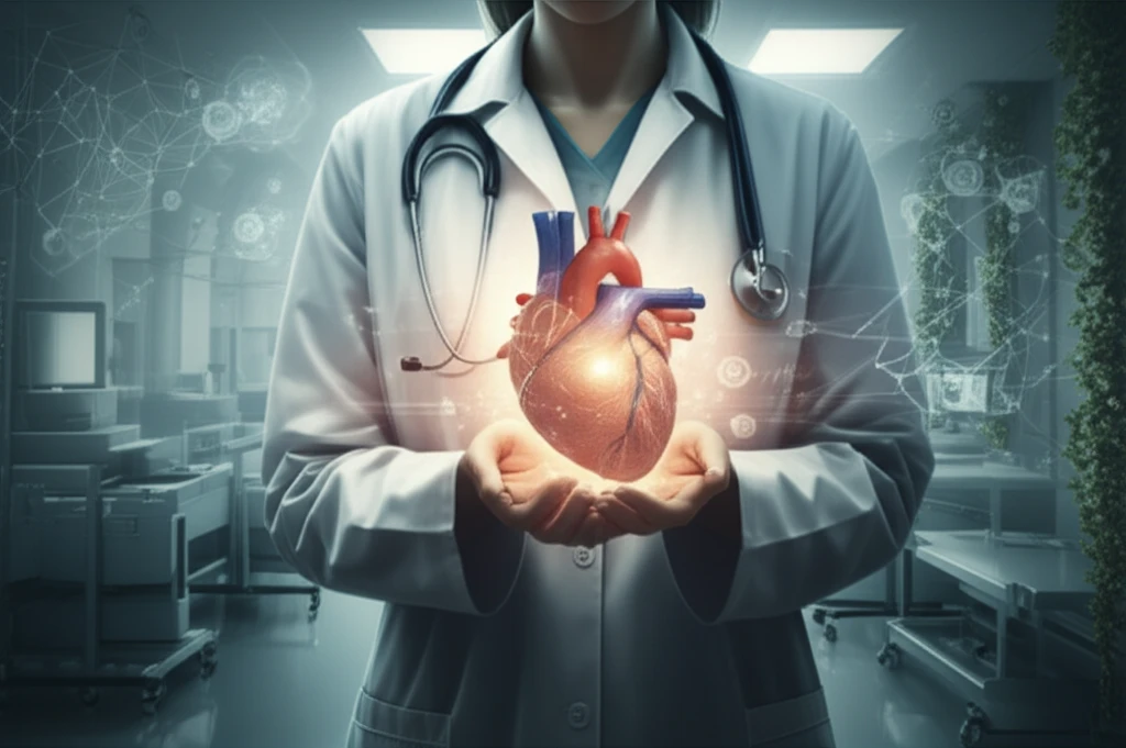 Doctor holding a glowing heart, symbolizing compassion in healthcare.