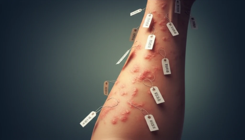 Image illustrating the financial burden of allergic contact dermatitis, featuring a rash with price tags.