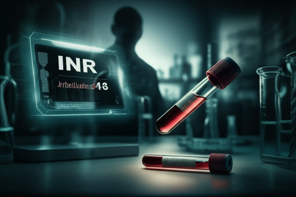 Surreal illustration of lupus anticoagulant interfering with INR test.