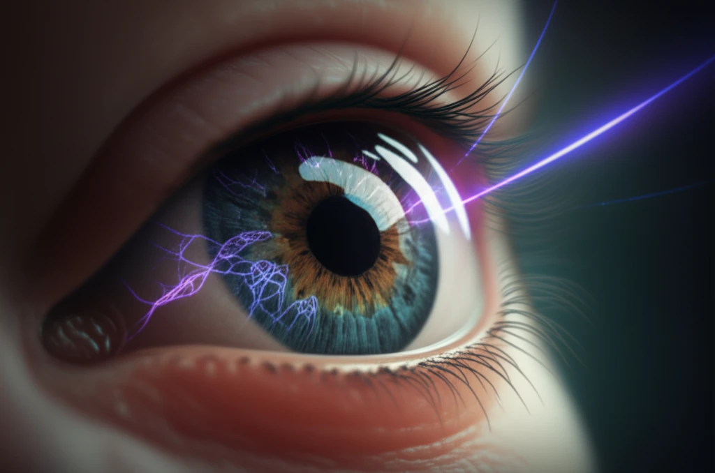 Gentle laser treatment patterns on a premature baby's retina.
