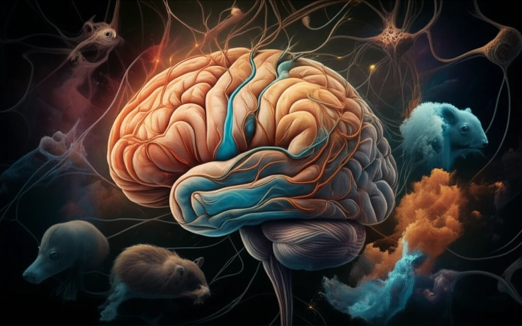 Interconnected brain pathways representing the integration of animal and human neuroscience research.