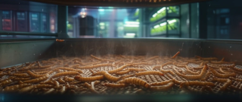 Mealworms drying process illustration