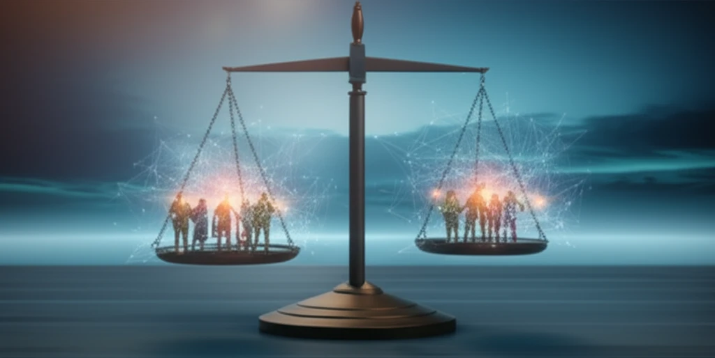 Scales balancing health data with diverse silhouettes, symbolizing accuracy in health research.