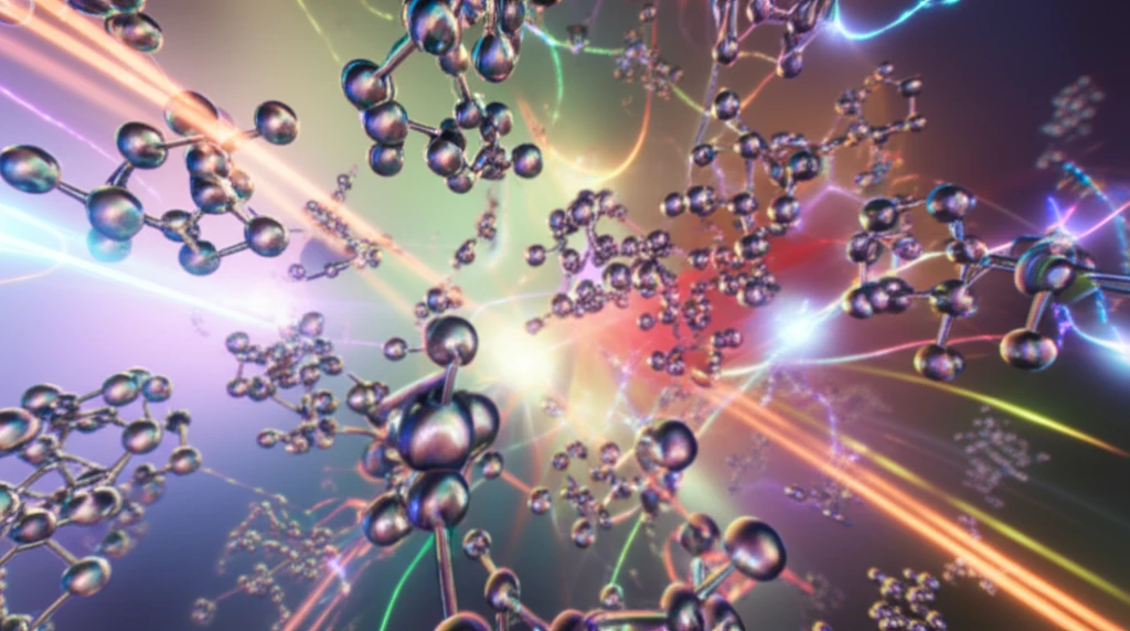 Nickel atoms dancing with light beams to form complex molecular structures.