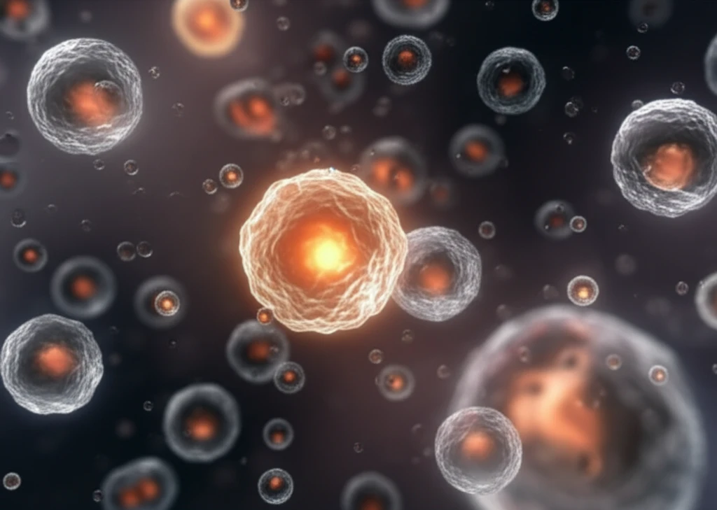 Microscopic view of albumin molecules in blood, illustrating the concept of redox state and fluid balance.
