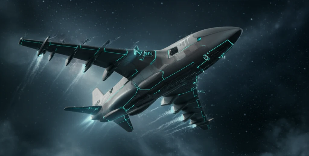 Futuristic aircraft with advanced adhesive joints in a cryogenic environment.