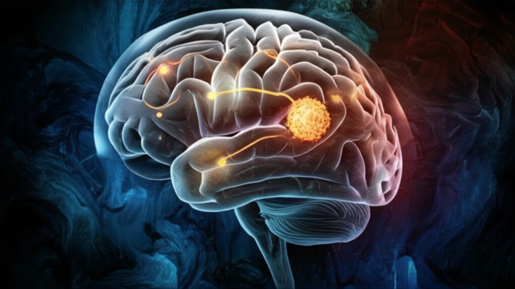 Surreal illustration of immune cells targeting a brain tumor, representing glioblastoma immunotherapy.