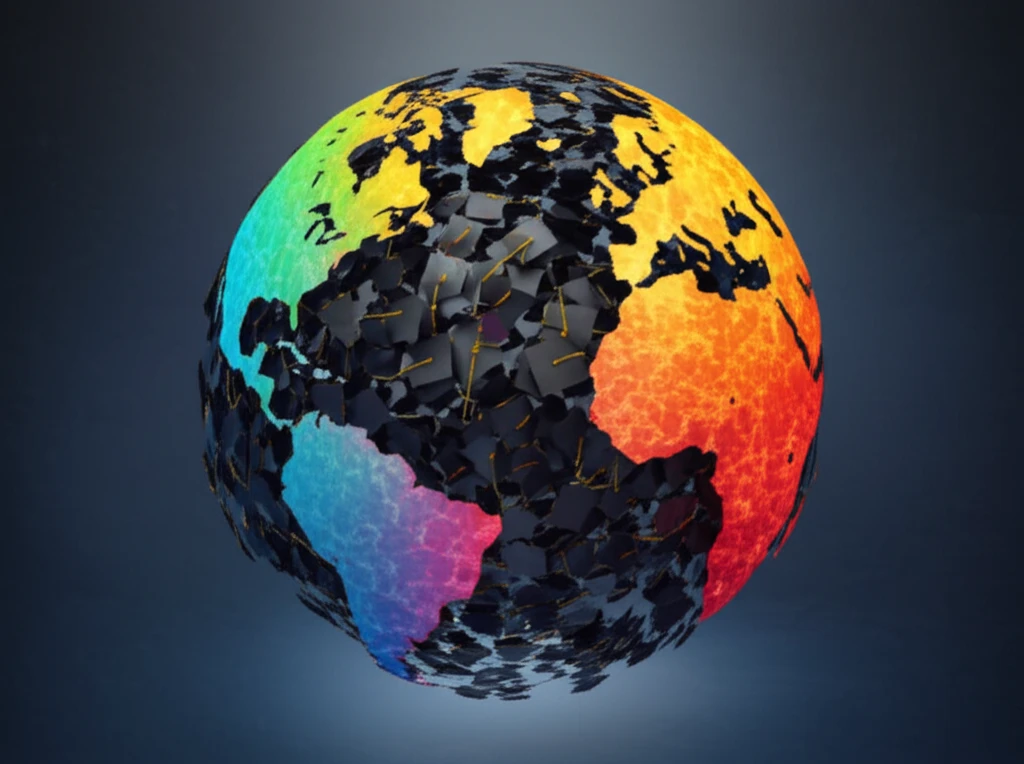 Global education landscape with graduation caps and population density map.