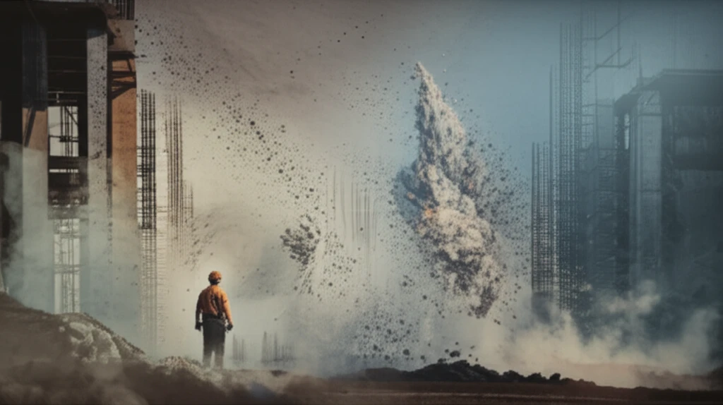 Surreal illustration of silica dust risk to lungs.
