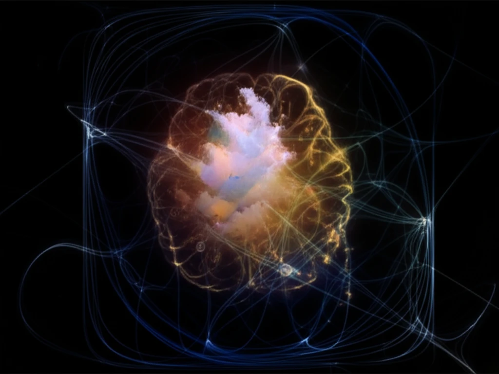 Abstract illustration of neural network representing brain tumor research.