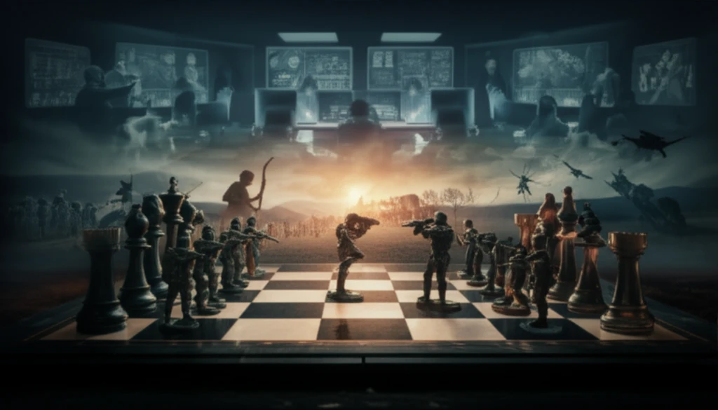 Chess board with military units, representing strategic decisions in warfare.