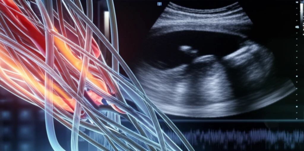 Silk threads interwoven with glowing blood vessels, symbolizing surgical implant innovation.