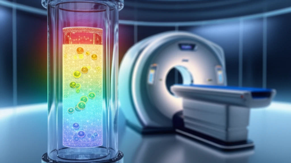 Chromatographic column with glowing gel, symbolizing accessible healthcare.